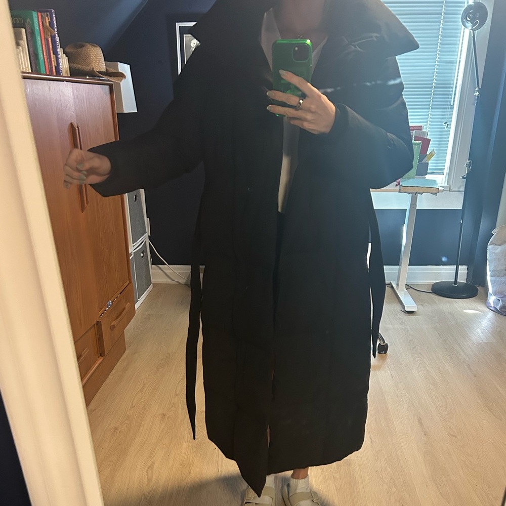 Ankle length jacket with waist belt- so warm!